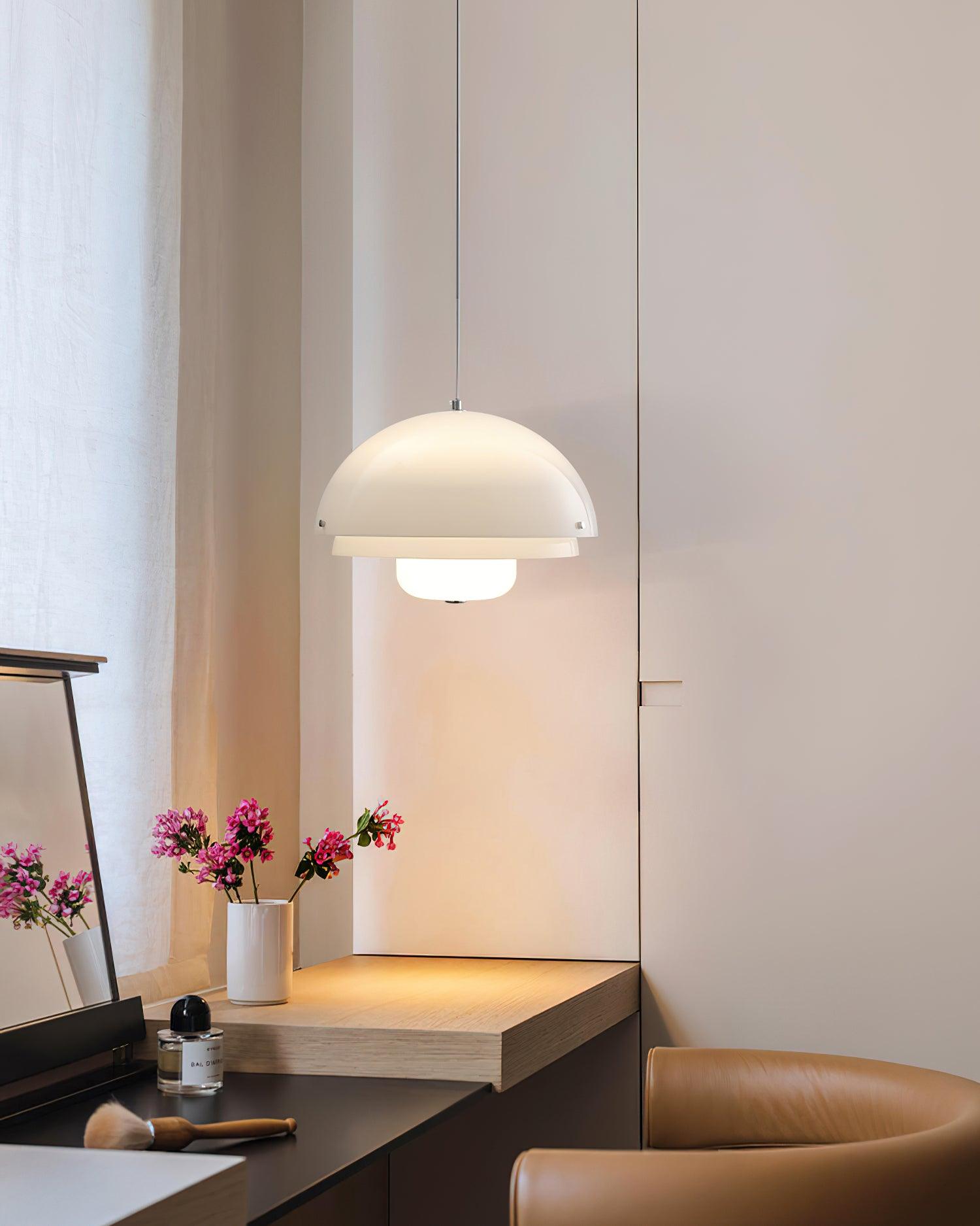 Cuthean – Lampada a sospensione in vetro bianco latte