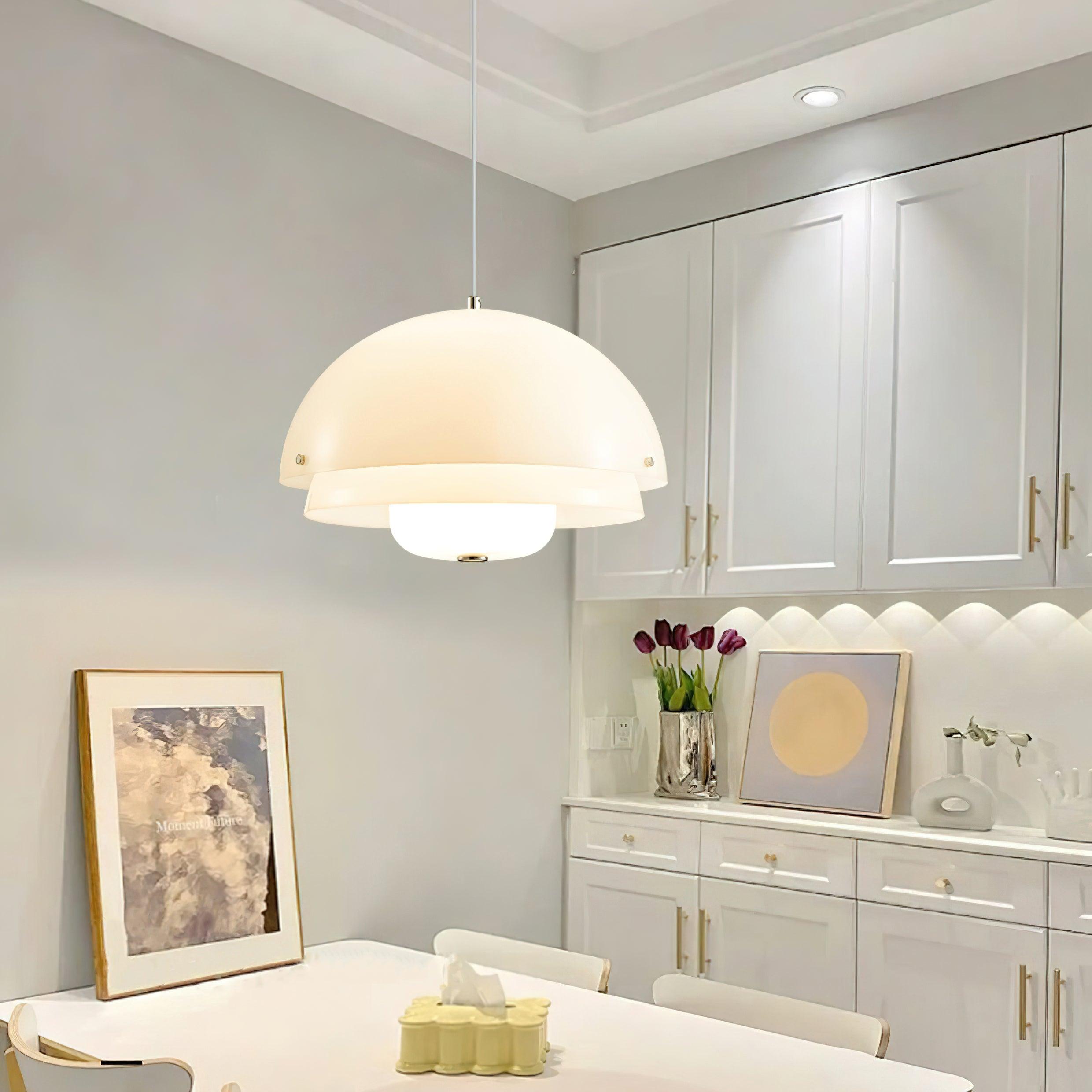Cuthean – Lampada a sospensione in vetro bianco latte