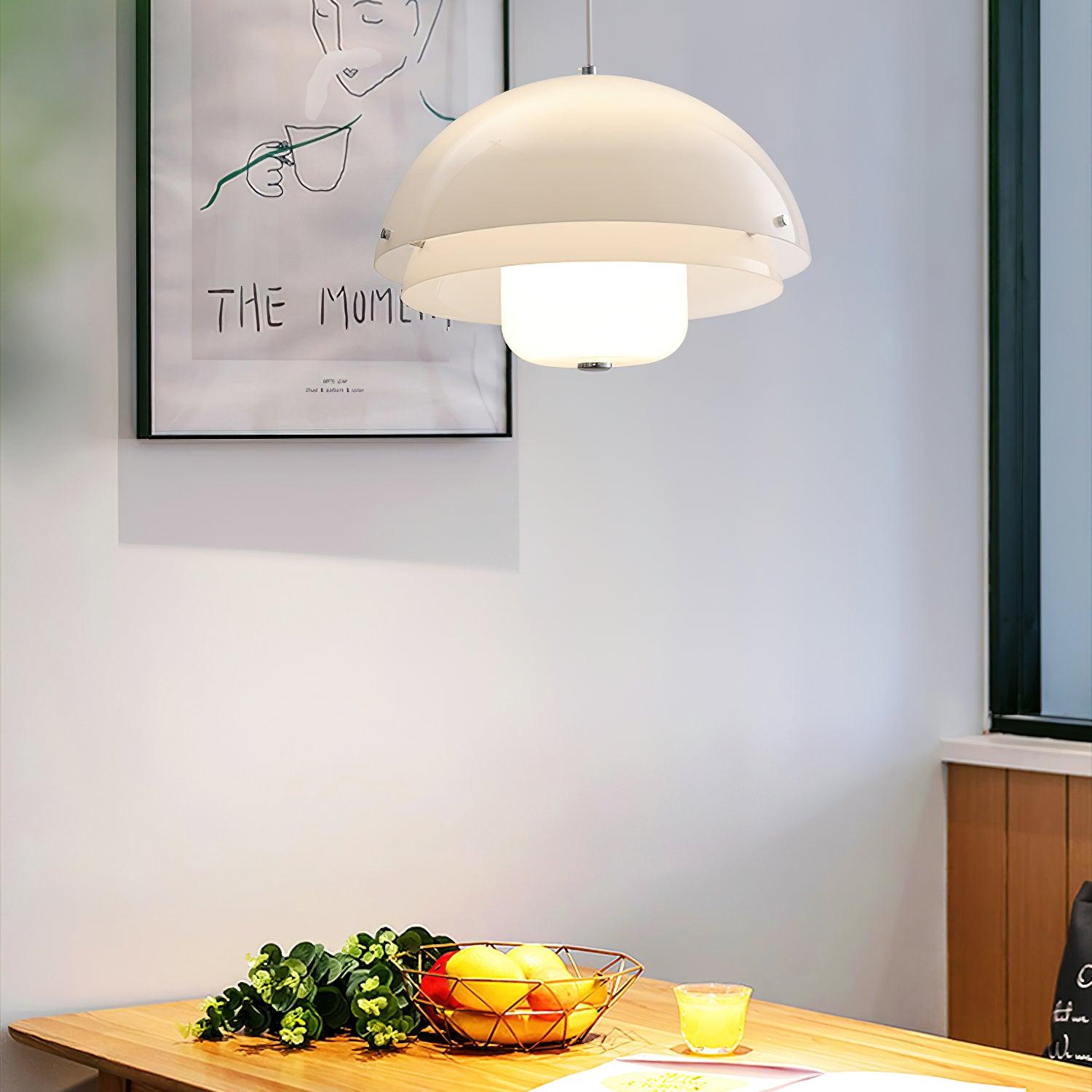 Cuthean – Lampada a sospensione in vetro bianco latte