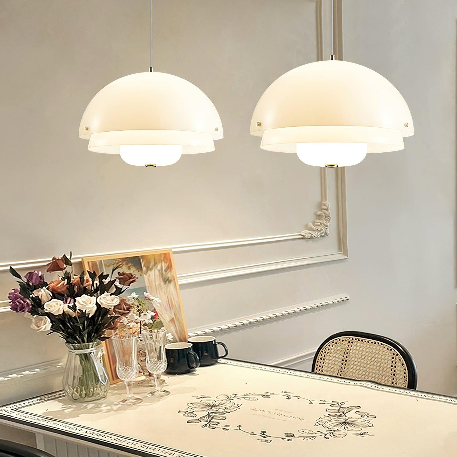 Cuthean – Lampada a sospensione in vetro bianco latte