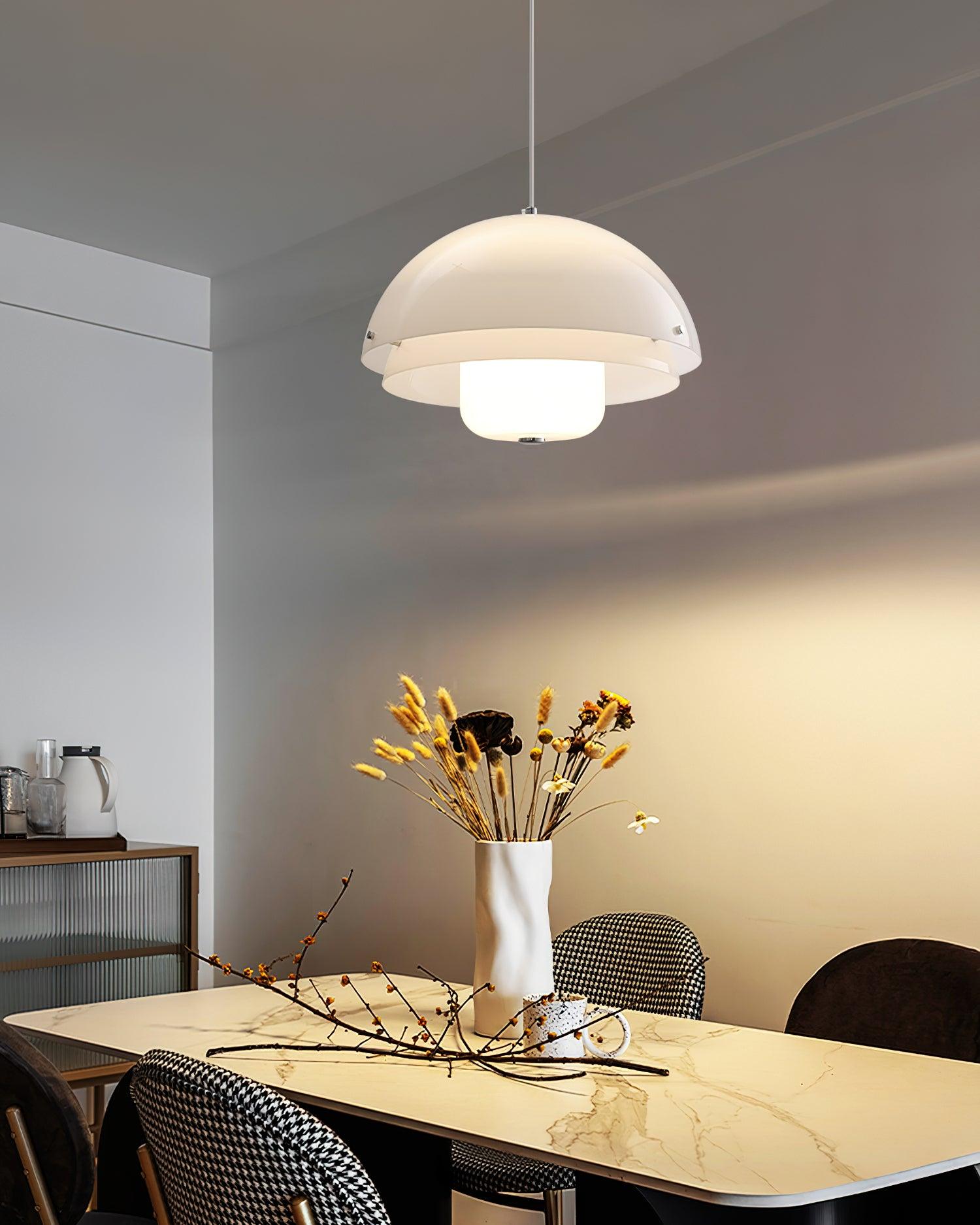 Cuthean – Lampada a sospensione in vetro bianco latte