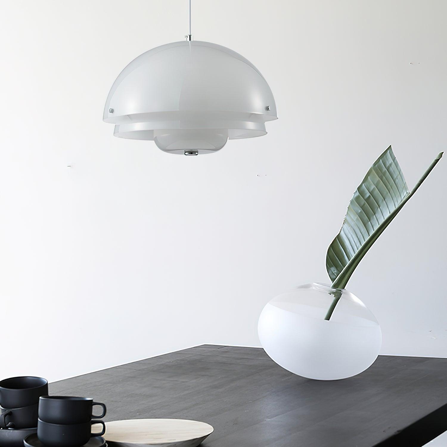 Cuthean – Lampada a sospensione in vetro bianco latte
