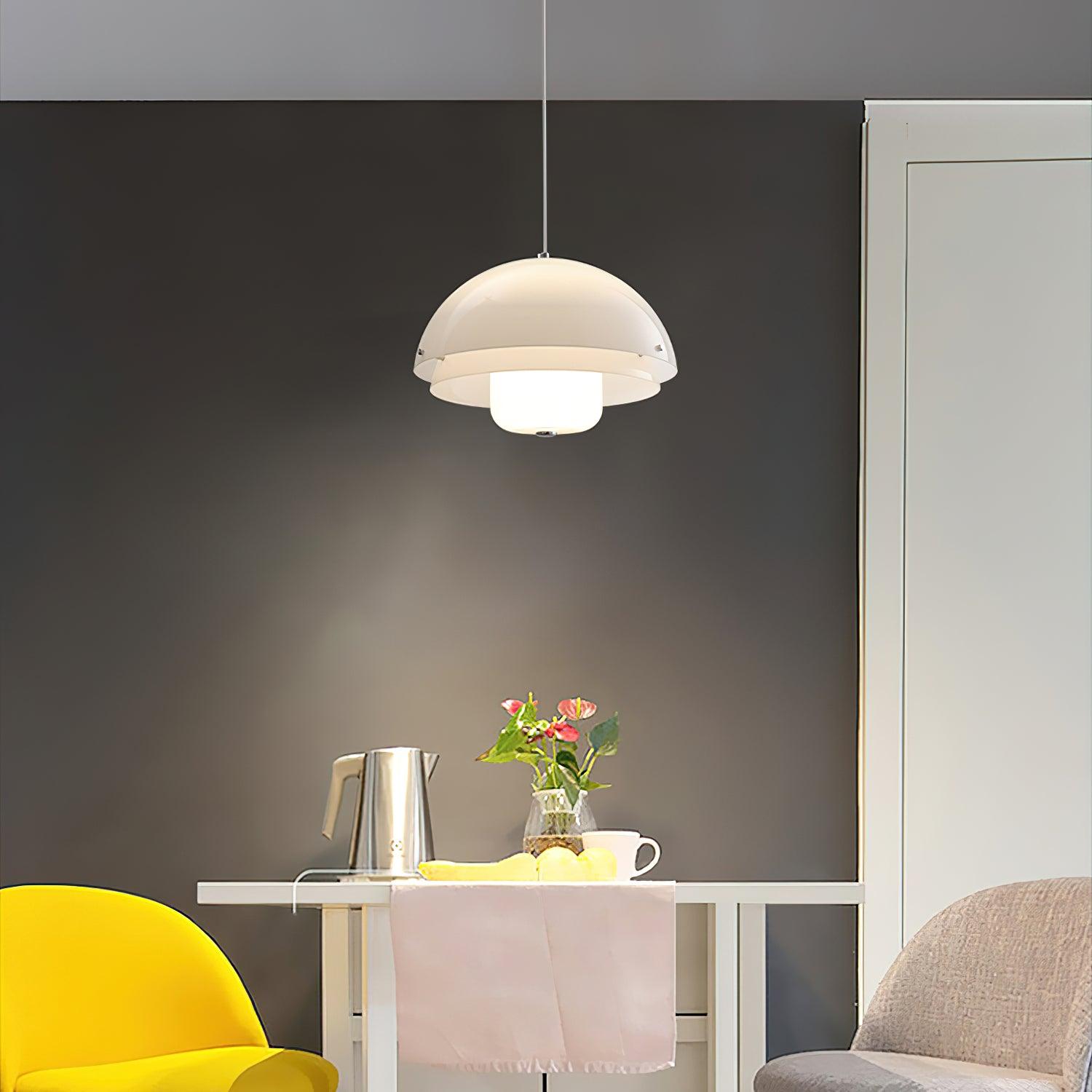 Cuthean – Lampada a sospensione in vetro bianco latte