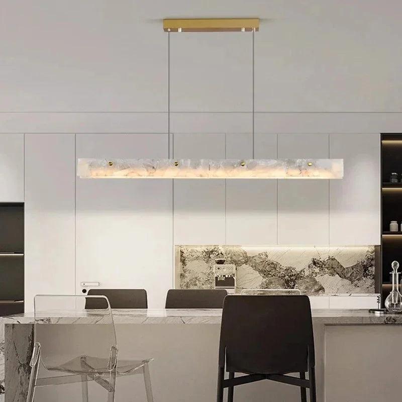 Celestia – Suspension en marbre et or avec hauteur réglable