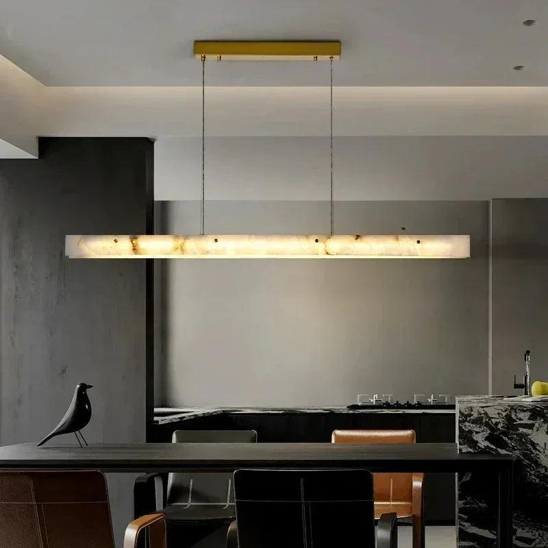 Celestia – Suspension en marbre et or avec hauteur réglable