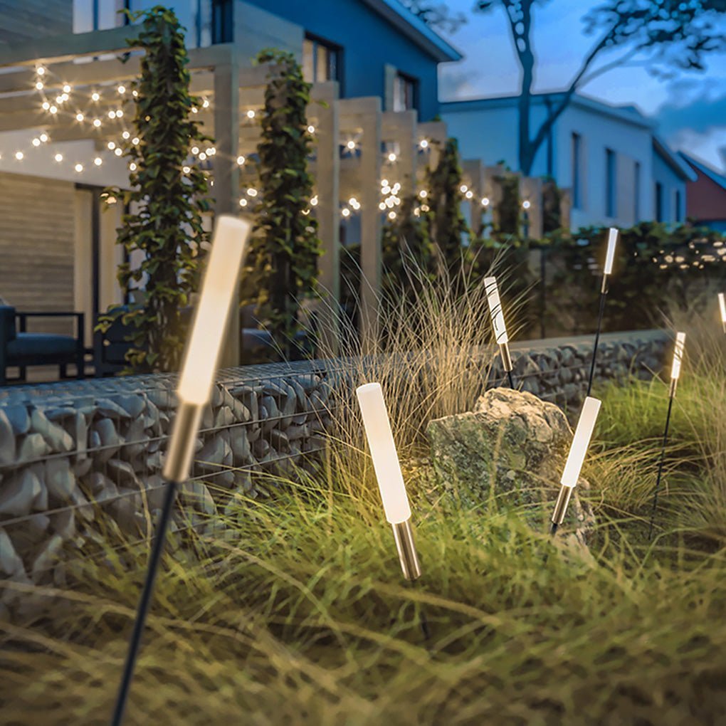 Solvique – Luz LED solar moderna cilíndrica para jardín con estaca  
