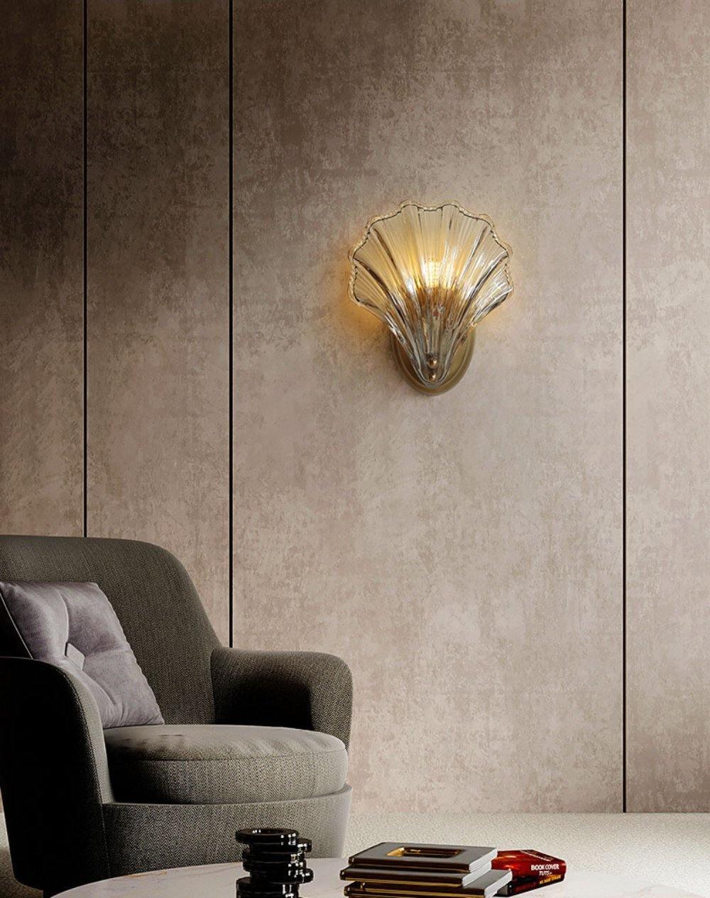 Brevian – Applique murale LED moderne en fer et verre coquillage 1 lumière  