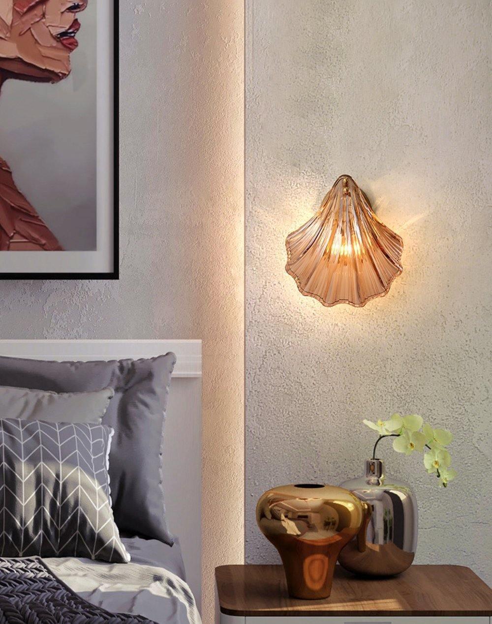 Brevian – Applique murale LED moderne en fer et verre coquillage 1 lumière  
