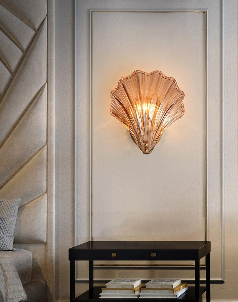 Brevian – Applique murale LED moderne en fer et verre coquillage 1 lumière  