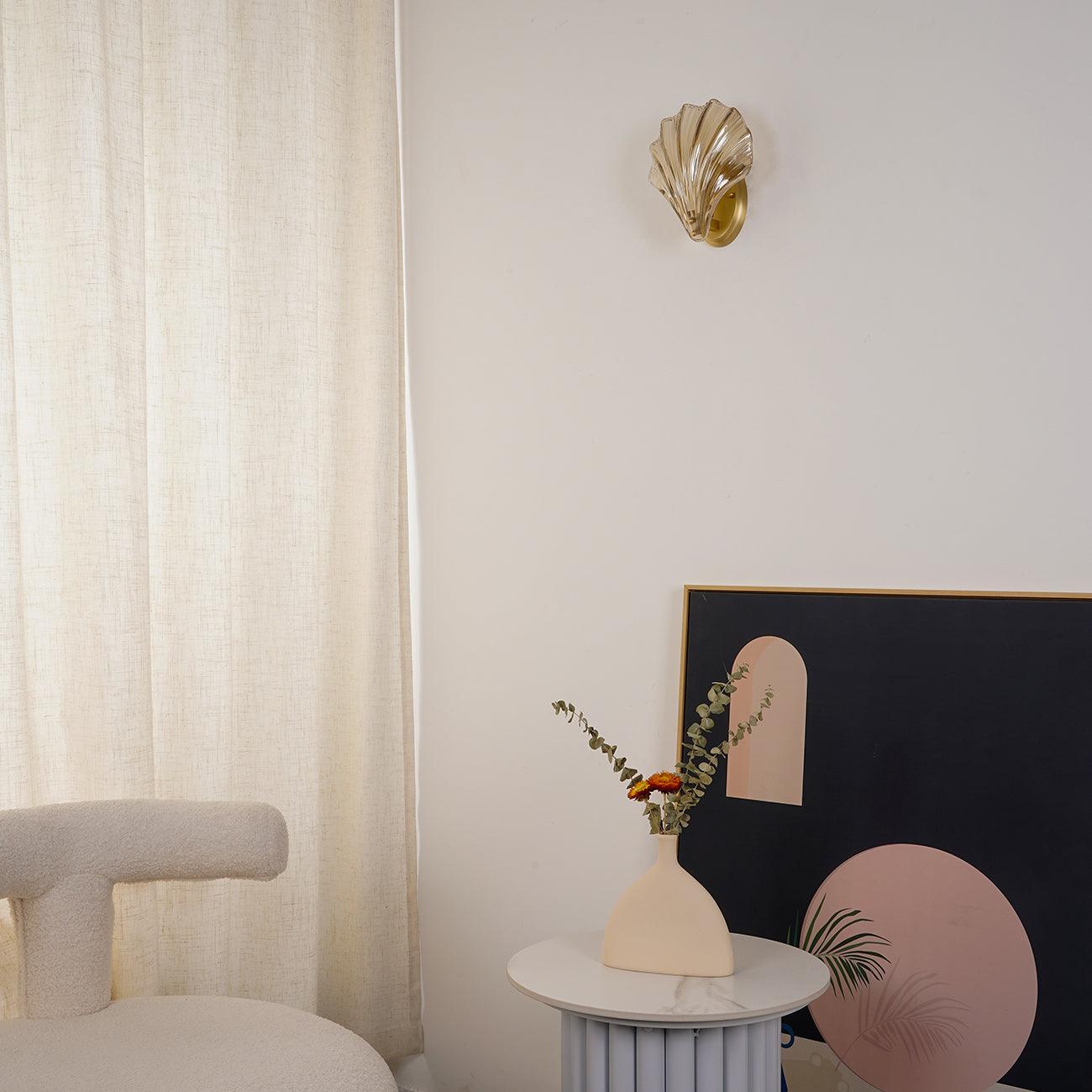 Brevian – Applique murale LED moderne en fer et verre coquillage 1 lumière  