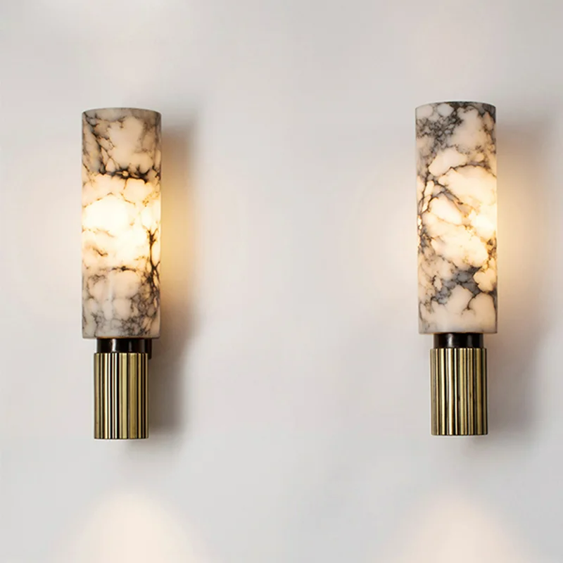 Amoran – Lampada da parete LED cilindrica in marmo moderno singola