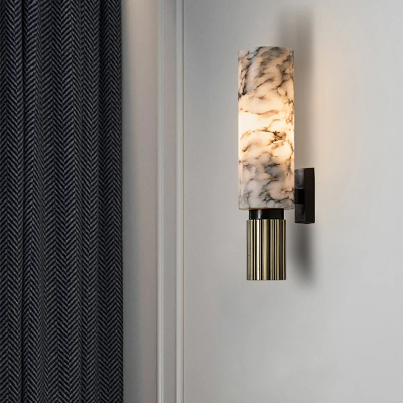 Amoran – Lampada da parete LED cilindrica in marmo moderno singola