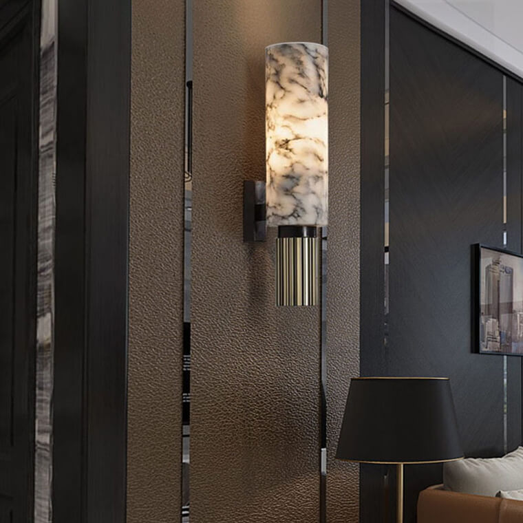 Amoran – Lampada da parete LED cilindrica in marmo moderno singola