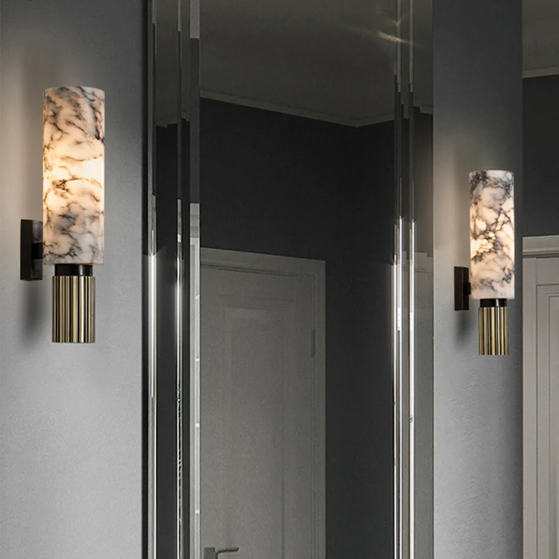 Amoran – Lampada da parete LED cilindrica in marmo moderno singola