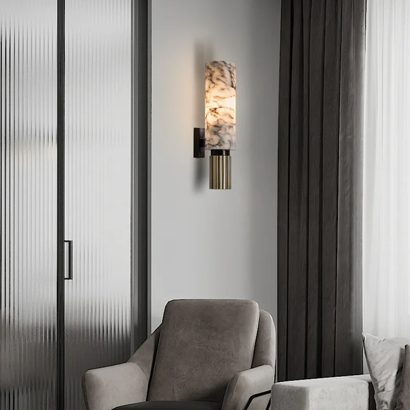 Amoran – Lampada da parete LED cilindrica in marmo moderno singola