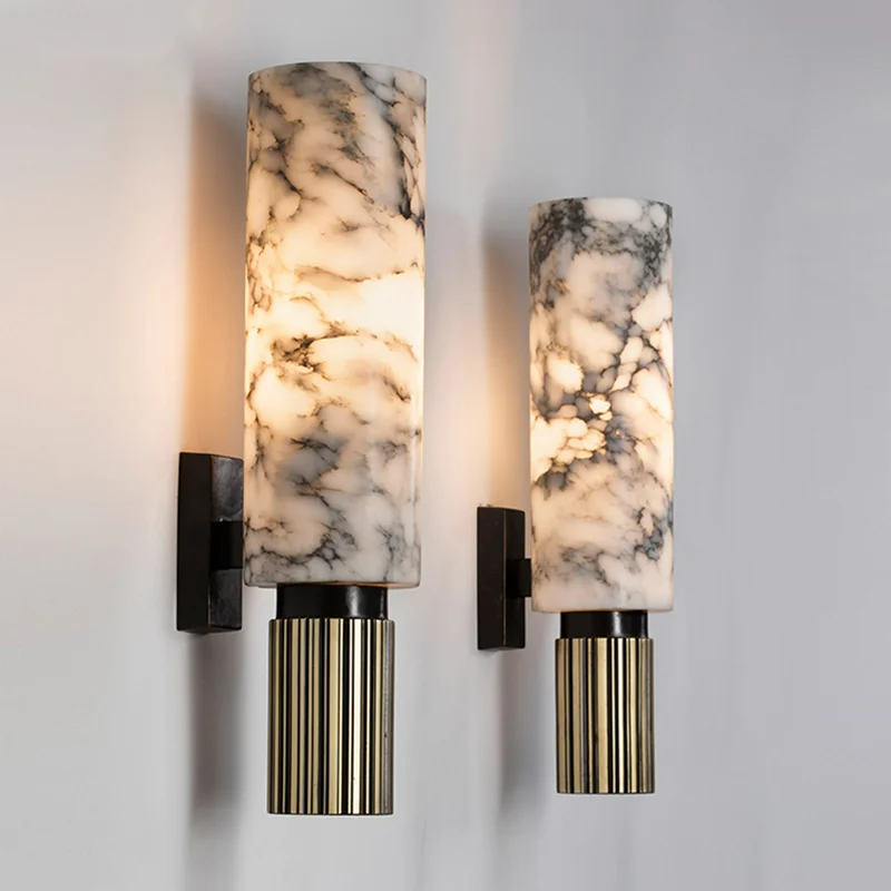 Amoran – Lampada da parete LED cilindrica in marmo moderno singola