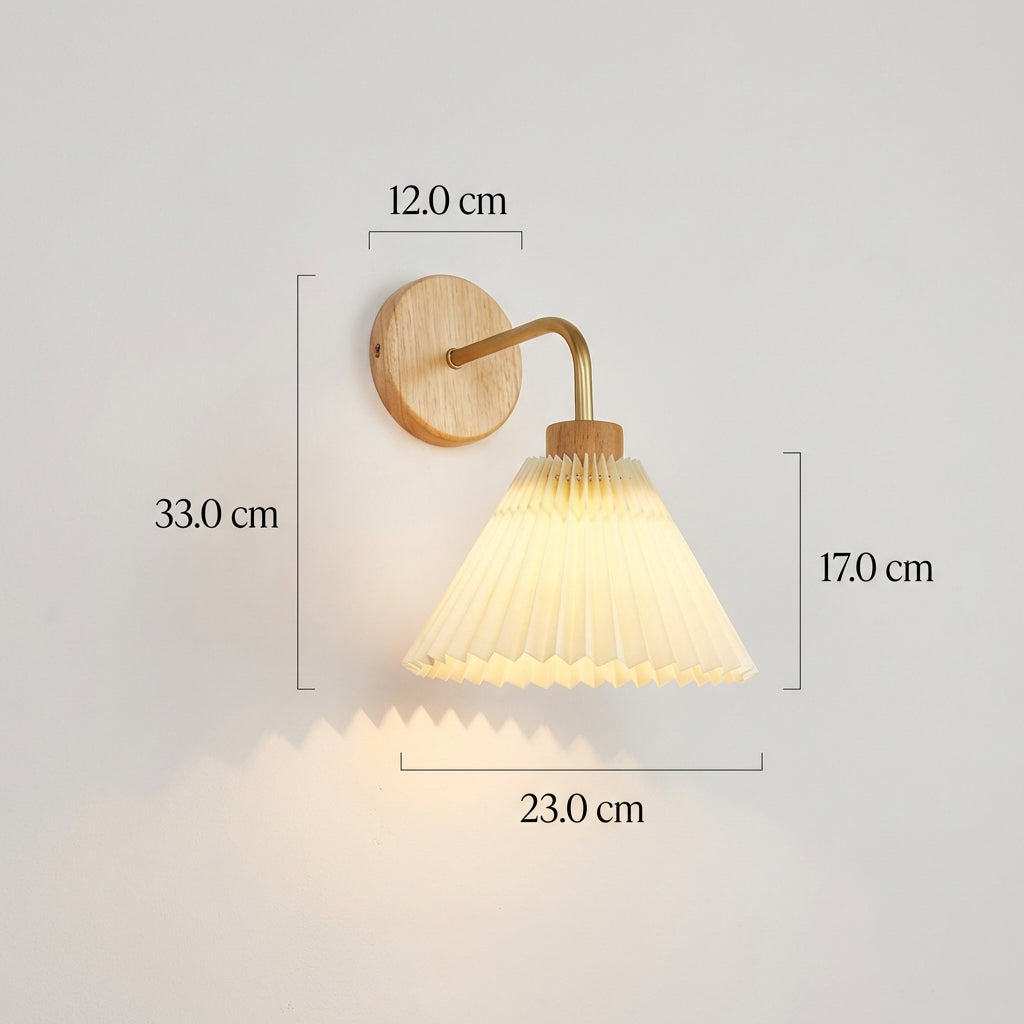 Dermora – Applique da parete moderna minimalista a cono plissettato, 1 luce