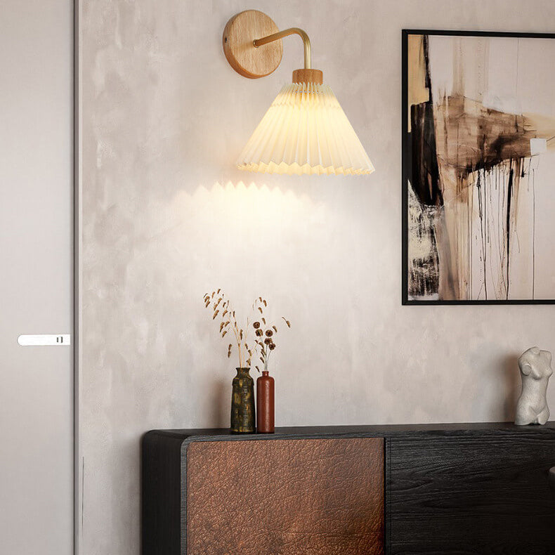 Dermora – Applique da parete moderna minimalista a cono plissettato, 1 luce
