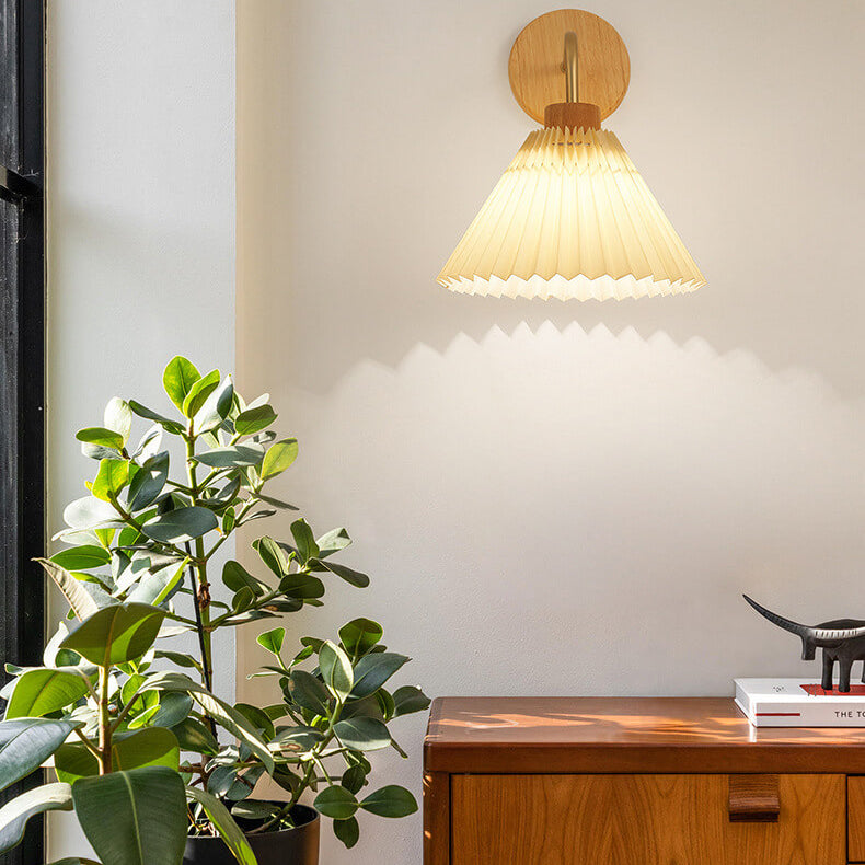 Dermora – Applique da parete moderna minimalista a cono plissettato, 1 luce