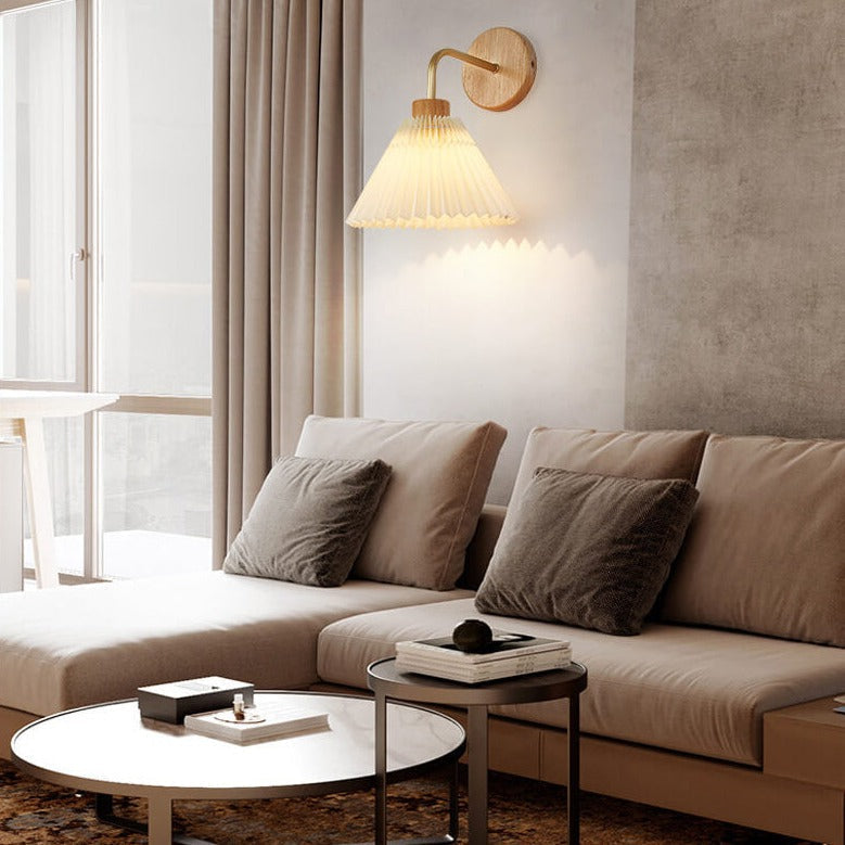 Dermora – Applique da parete moderna minimalista a cono plissettato, 1 luce
