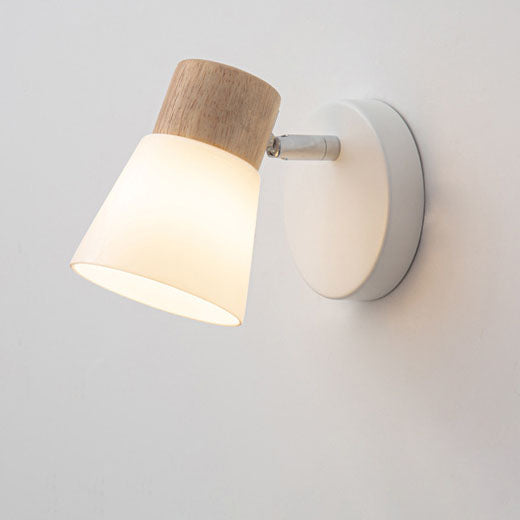 Vlorin – Applique da parete moderna minimalista in legno a cono, 2 luci