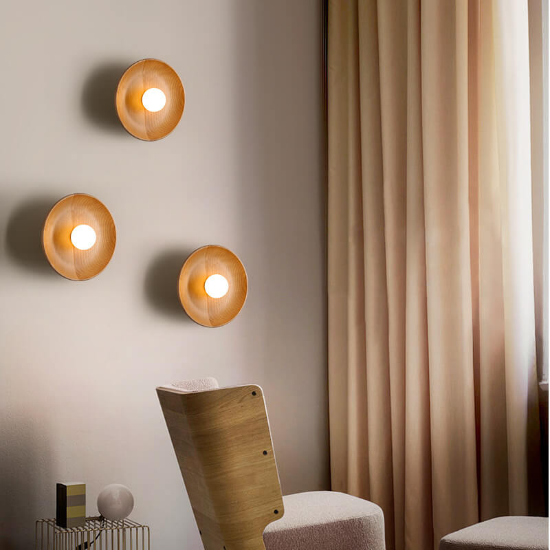 Velorien – Applique murale LED ronde moderne minimaliste en bois