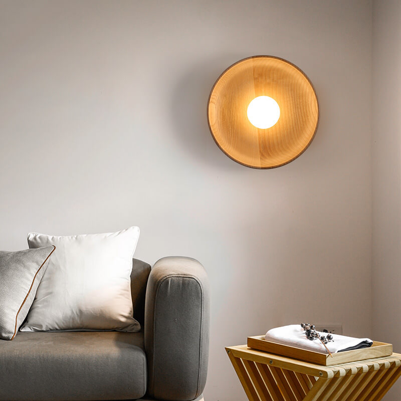 Velorien – Applique murale LED ronde moderne minimaliste en bois