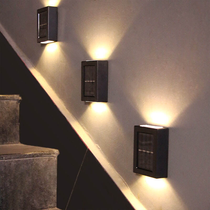 Melvane – Applique murale solaire LED carrée moderne 2 lumières