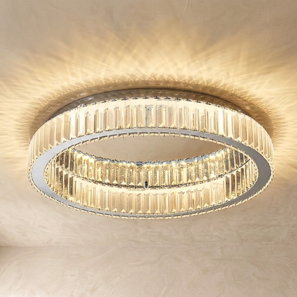 Round Crystal LED Chandelier Modern Stainless Steel Dimmable - Image 2