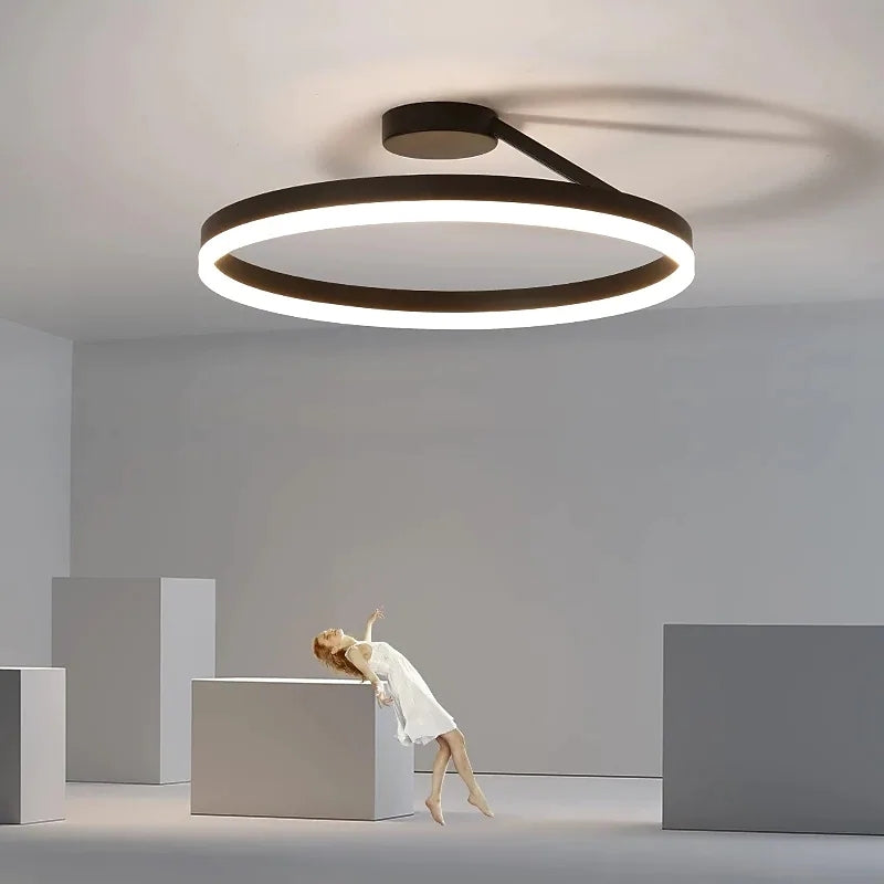 Arivonn - Plafonnier LED moderne cercle noir blanc à montage affleurant
