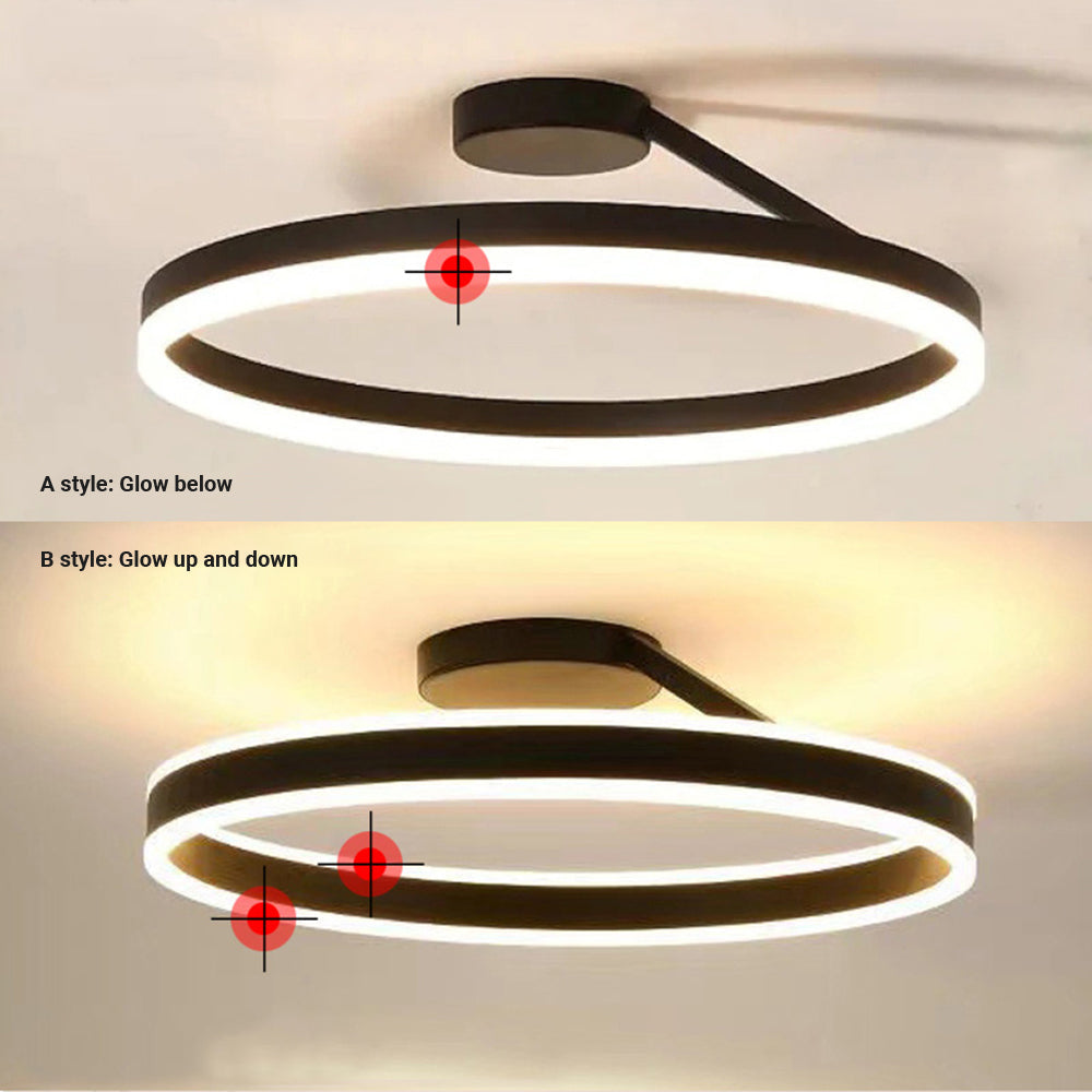 Arivonn - Plafonnier LED moderne cercle noir blanc à montage affleurant