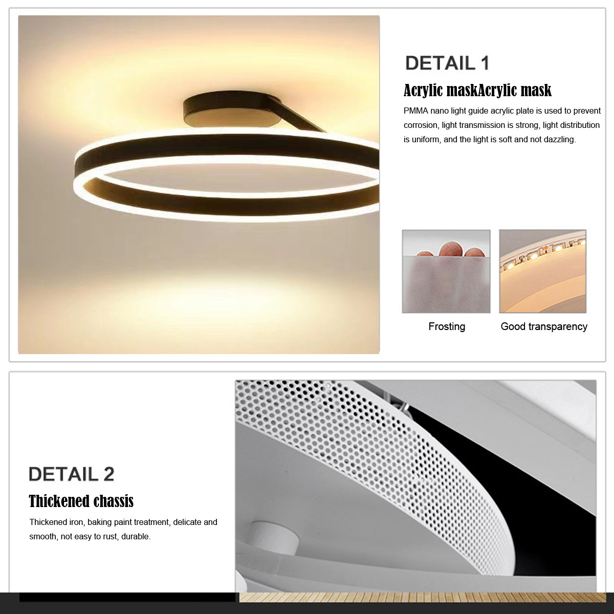 Arivonn - Plafonnier LED moderne cercle noir blanc à montage affleurant