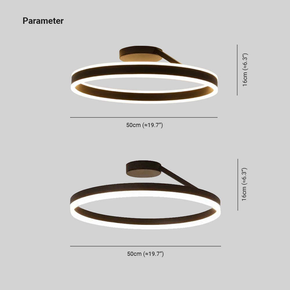 Arivonn - Plafonnier LED moderne cercle noir blanc à montage affleurant
