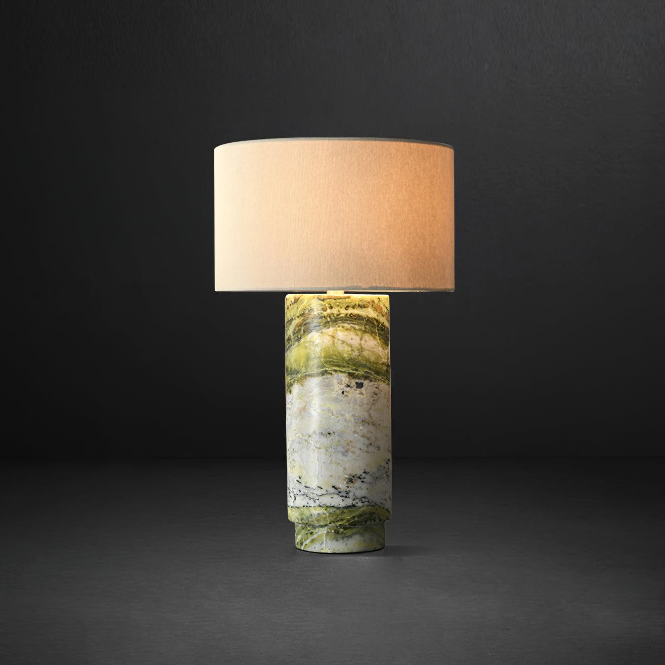 Gremora - Lampada da tavolo in marmo verde con interruttore in linea