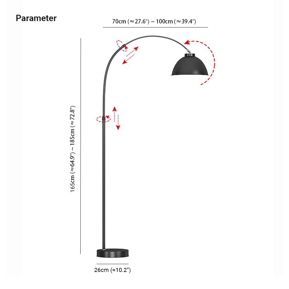 Morvane - Lampada da terra moderna ad arco 185 cm con 3 opzioni di colore