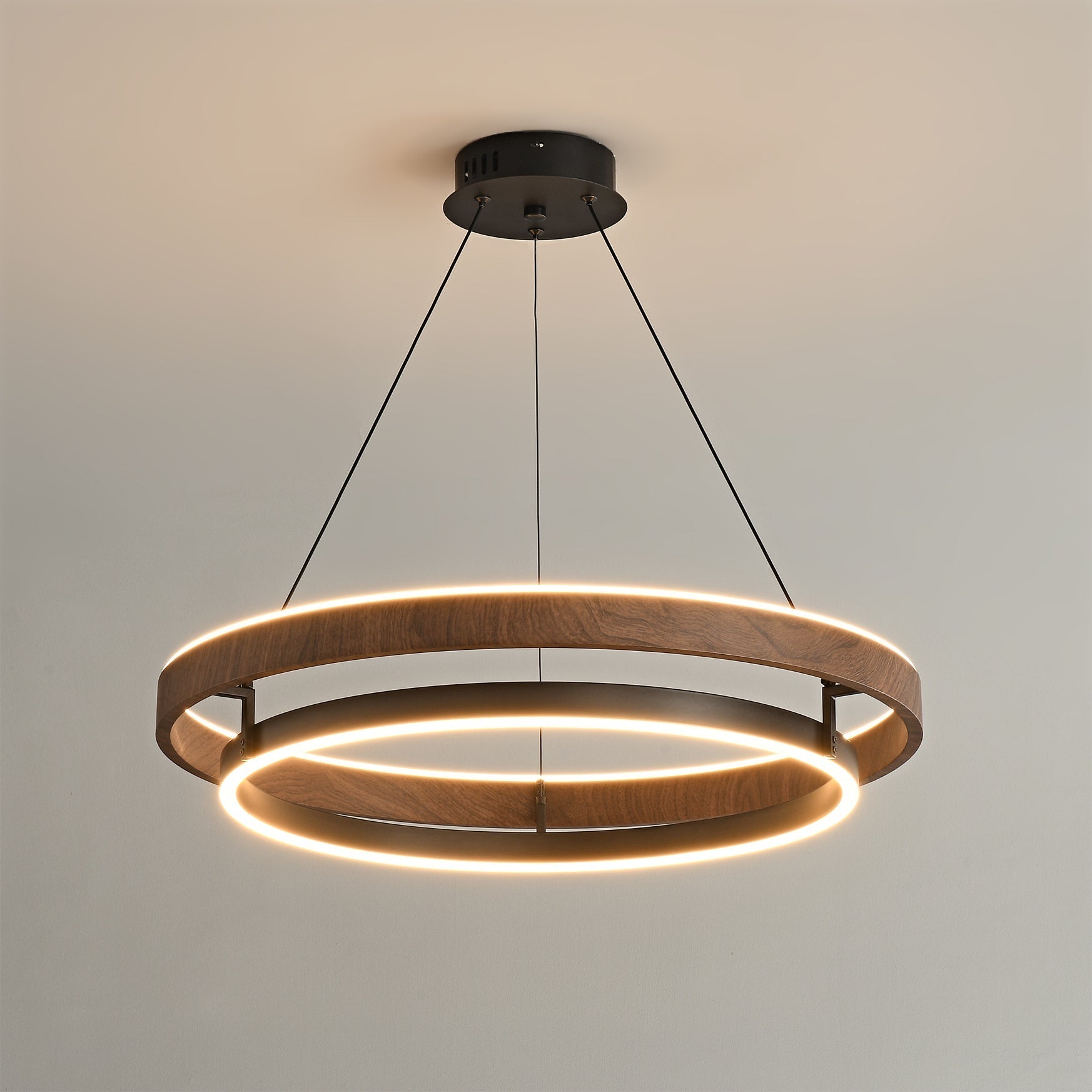 Nisora - Lampadario LED a doppio anello luminoso
