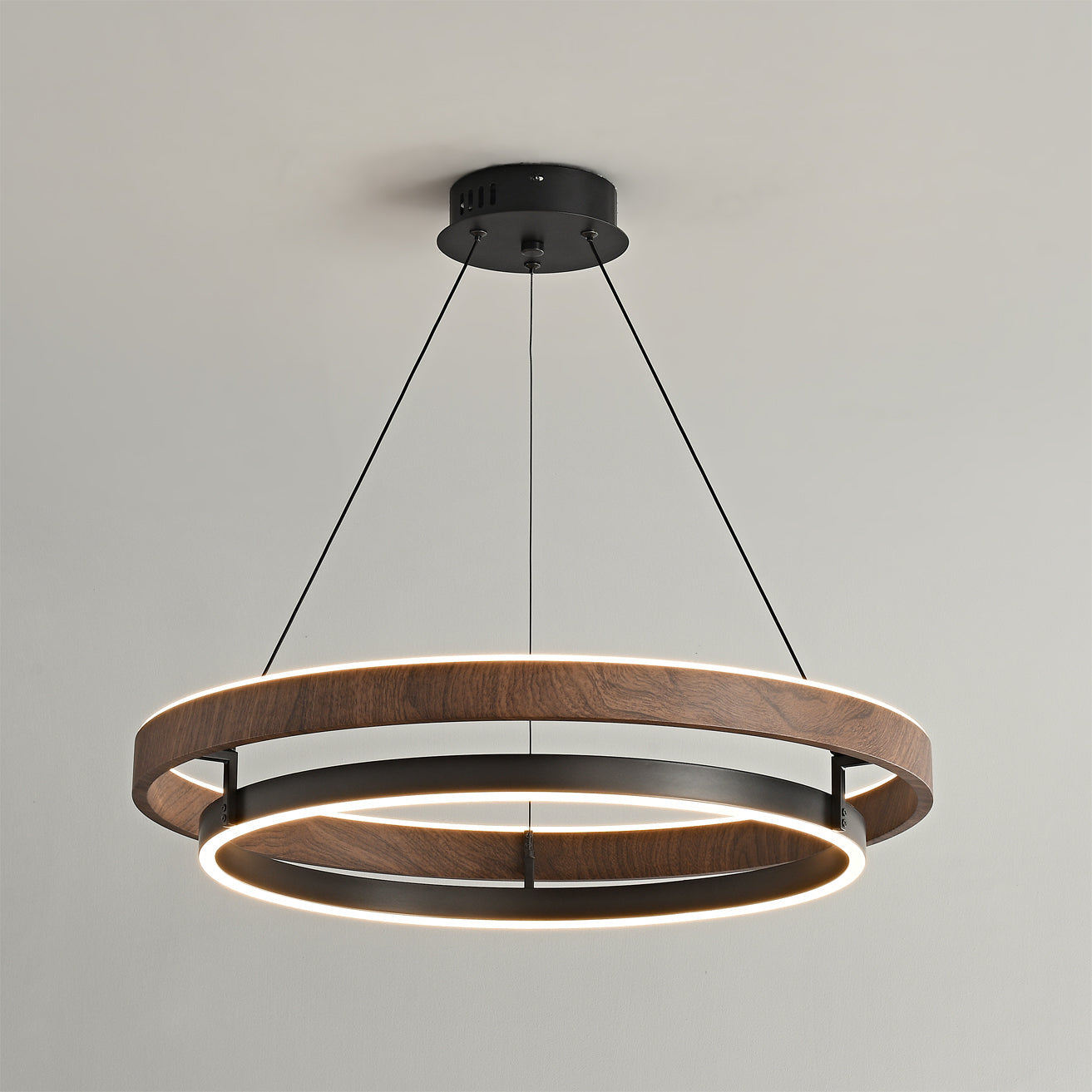 Nisora - Lampadario LED a doppio anello luminoso