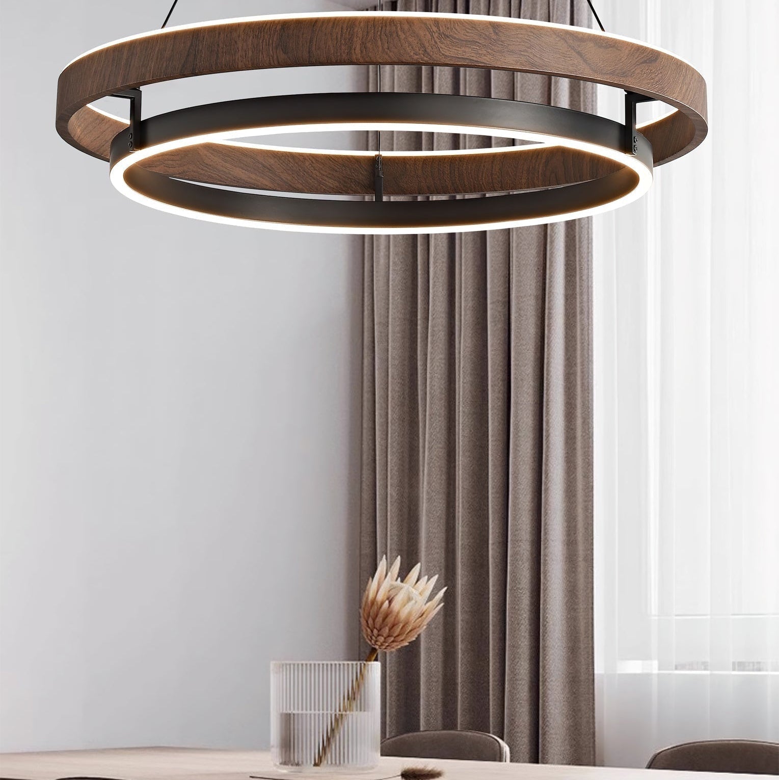Nisora - Lampadario LED a doppio anello luminoso