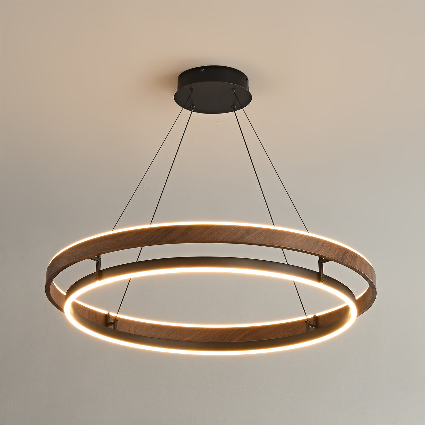 Nisora - Lampadario LED a doppio anello luminoso