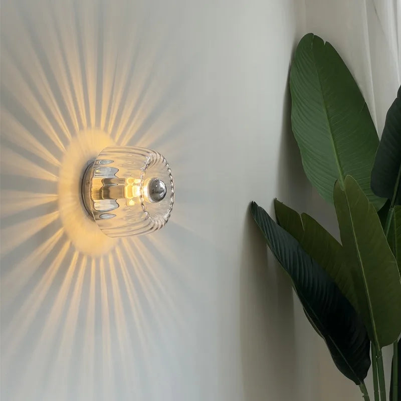 Beliora – Lampada da parete LED rotonda in vetro stile Bauhaus nordico