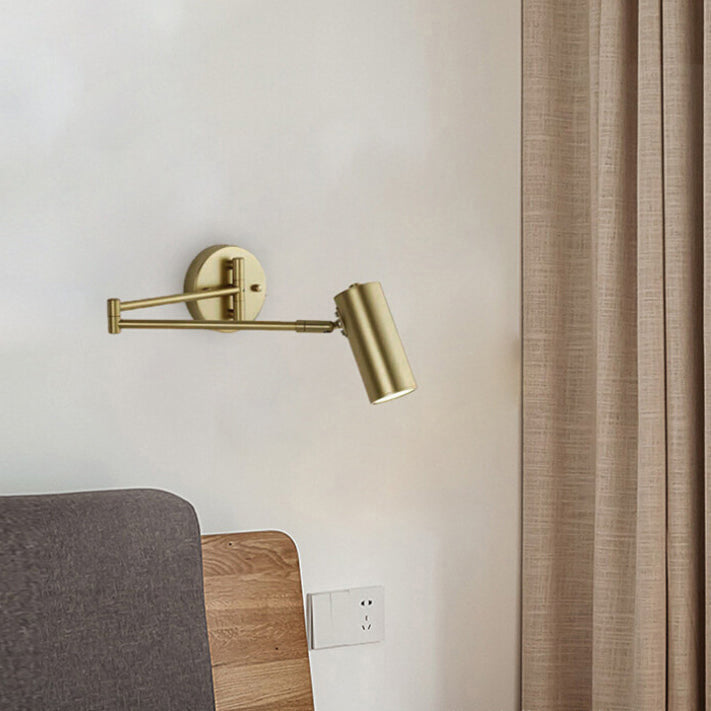 Lorvane – Applique murale nordique en laiton avec bras oscillant cylindrique 1 lumière