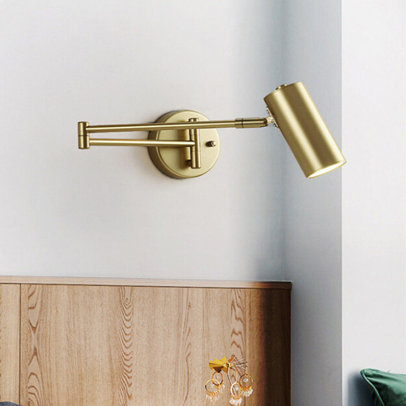 Lorvane – Applique murale nordique en laiton avec bras oscillant cylindrique 1 lumière