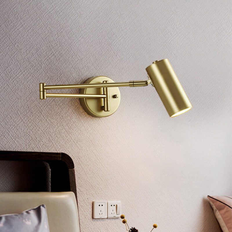 Lorvane – Applique murale nordique en laiton avec bras oscillant cylindrique 1 lumière