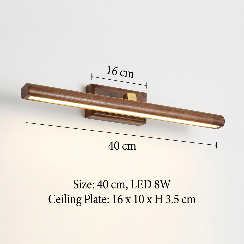 Walnora – Applique da parete nordica in noce a cilindro LED, 1 luce