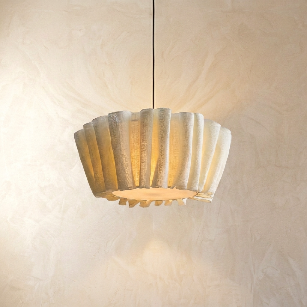 Nordic Fabric Chandelier Drum Ceiling Lamp Handmade Minimalist