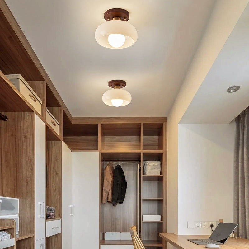 Bauhaus Flush Mount Cream Glass Ceiling Lamp Minimalist LED - Image 3