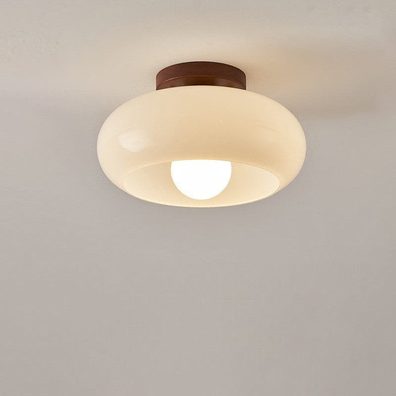 Bauhaus Flush Mount Cream Glass Ceiling Lamp Minimalist LED - Image 4