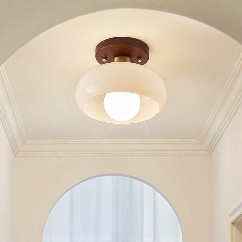 Bauhaus Flush Mount Cream Glass Ceiling Lamp Minimalist LED - Image 2