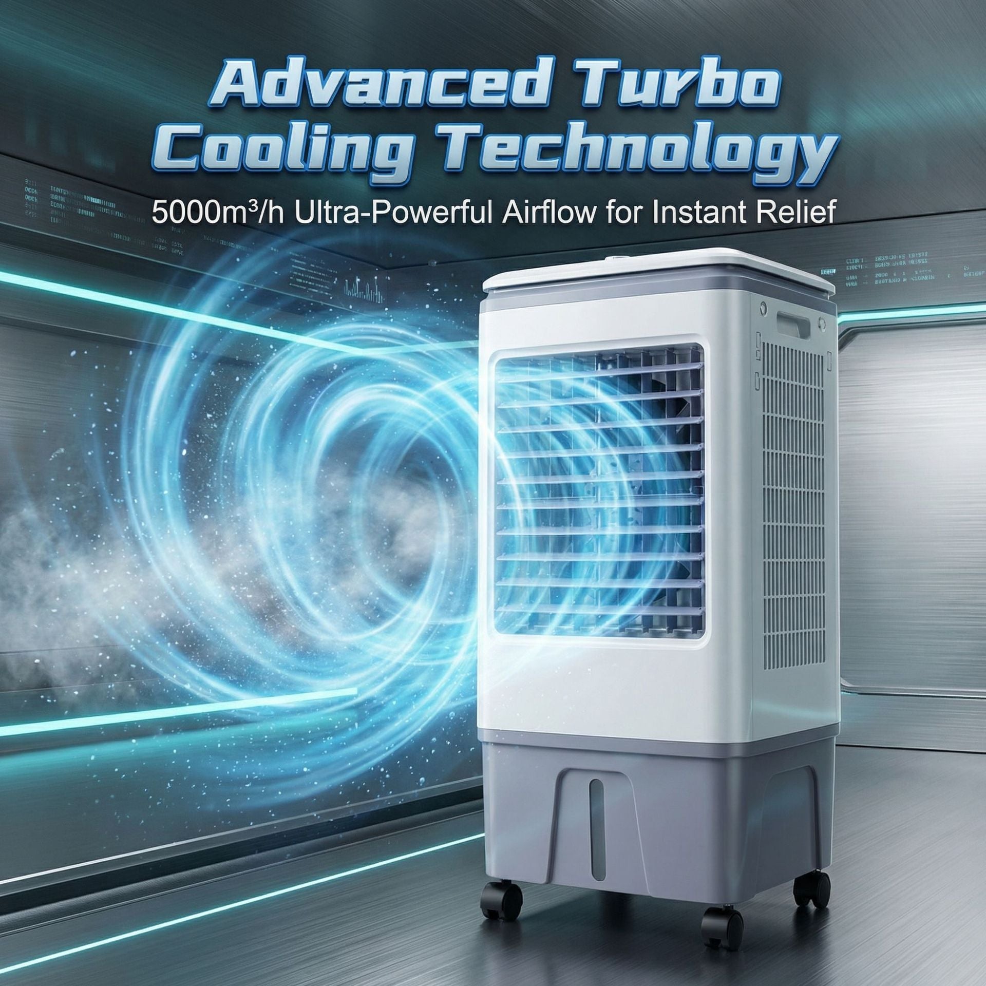 Portable Evaporative Air Cooler Large Area Swamp Cooler 3 Speed