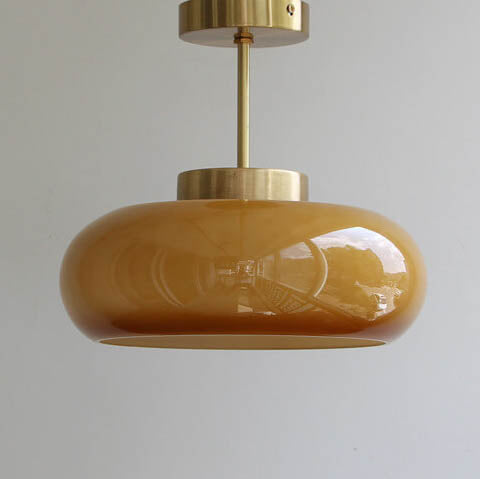 Valthera - Lampada da soffitto vintage in ottone con vetro giallo semi a plafone